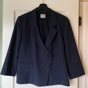 Vintage Authentic Armani 90s/00s Navy‎ Blue Pinstripe 2pc Women's Suit Size 12